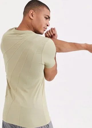 Обтягивающая спортивная футболка с сетчатой вставкой на спине ASOS 4505-Темно-синий