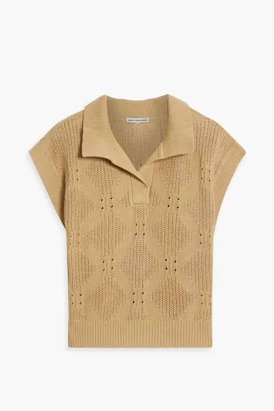 Хлопковый свитер-поло вязки пуантелле Cotton By Autumn Cashmere, песок