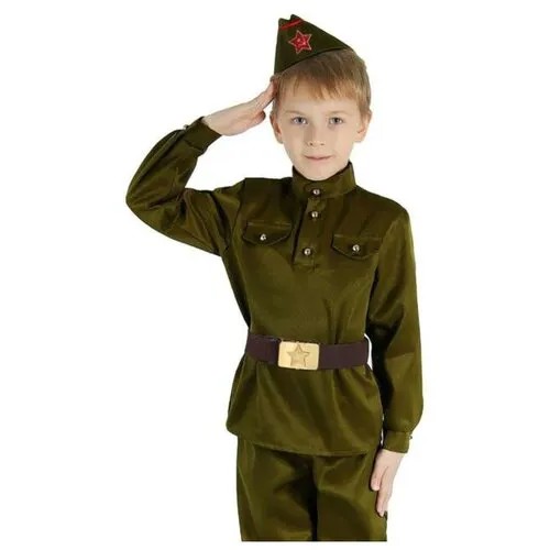 Детский костюм военного: гимнастерка, пилотка, ремень размер 26, рост 98