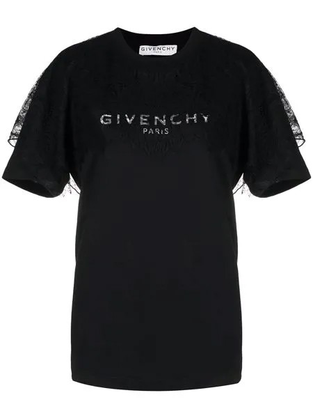 Givenchy футболка с кружевными вставками