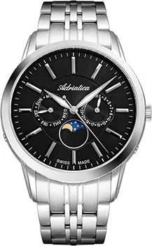 Швейцарские наручные  мужские часы Adriatica 8306.5114QF. Коллекция Moonphase