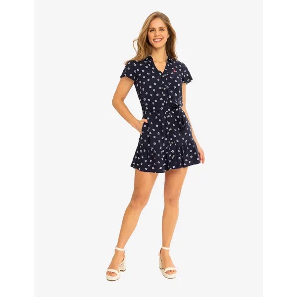 Платье U.S. Polo Assn. Daisy Printed Flounce, синий