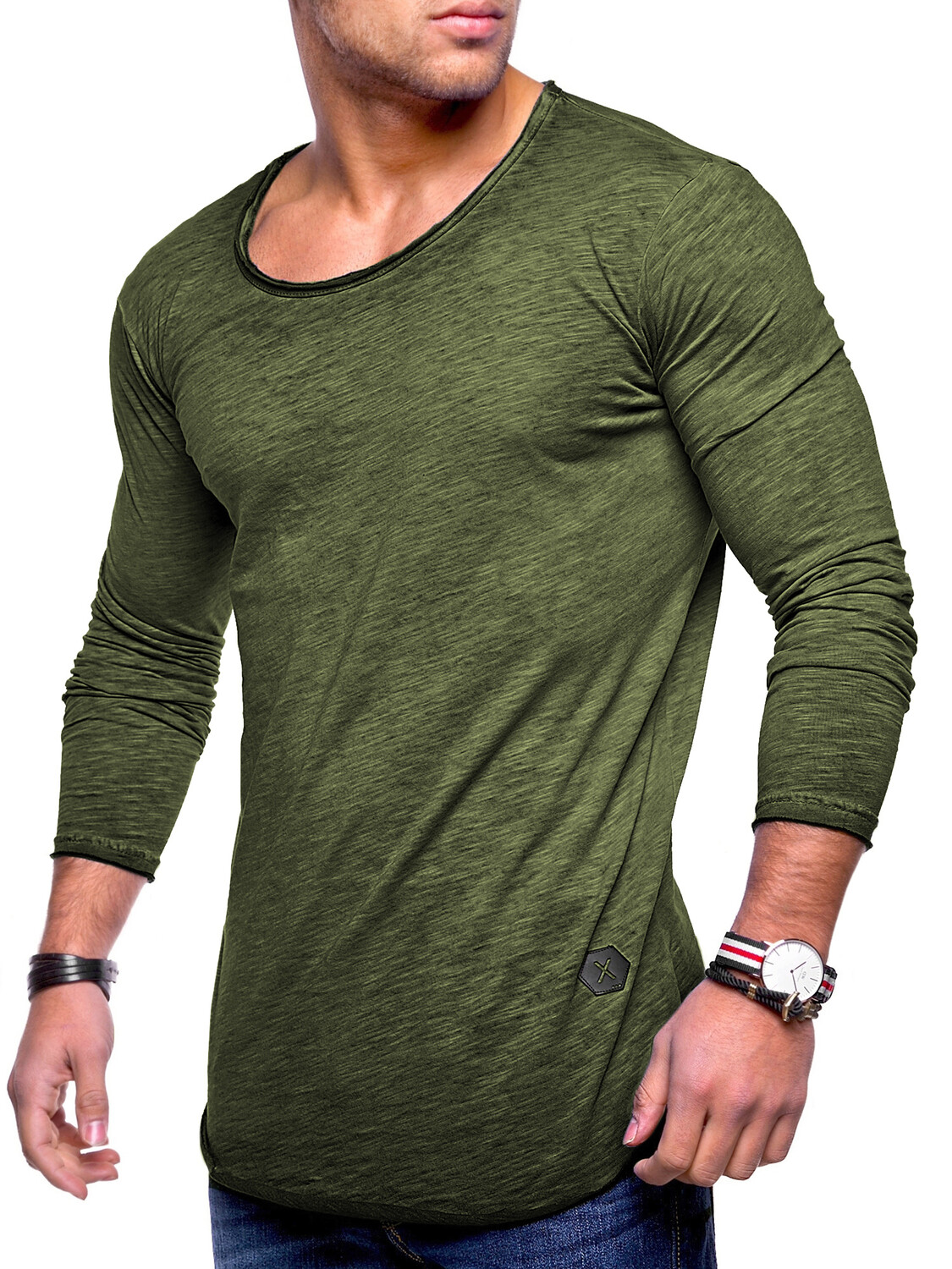 Лонгслив behype Dust L/S, темно зеленый