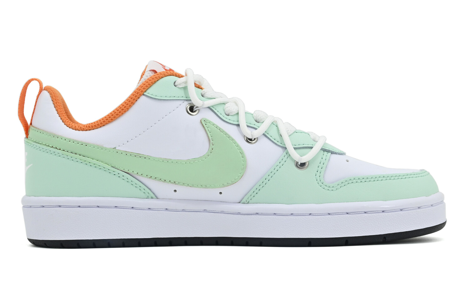 Кроссовки Nike Court Borough Skateboarding Shoes Women's Low-top White/Orange/Green, мятно-зеленый