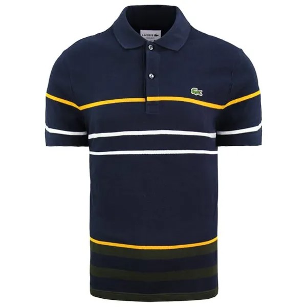 Мужская рубашка-поло стандартного кроя темно-синего цвета Lacoste, синий