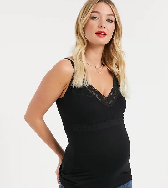 Черный топ для кормления с кружевом ASOS DESIGN Maternity-Черный цвет