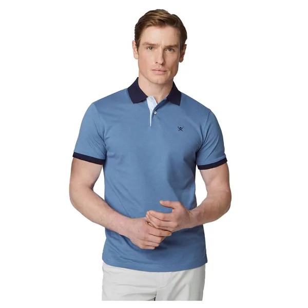 Поло с коротким рукавом Hackett Selvedge Placket, синий
