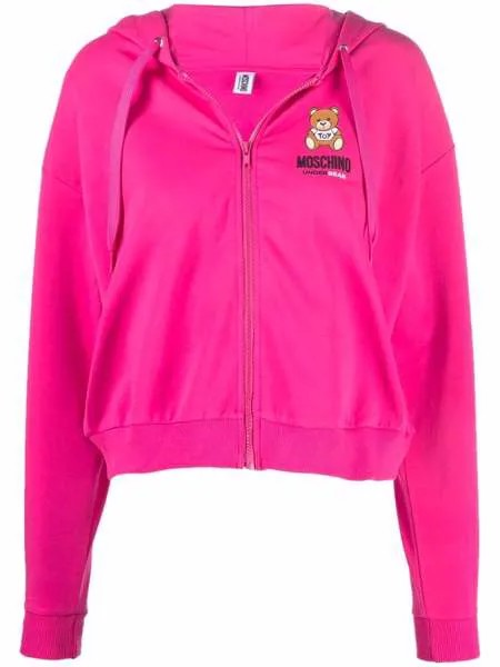 Moschino худи на молнии с принтом Teddy Bear