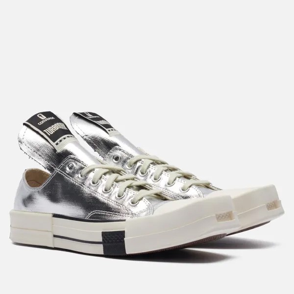 Кеды Converse x Rick Owens DRKSHDW TURBODRK Chuck 70 Low серебряный, размер 45 EU