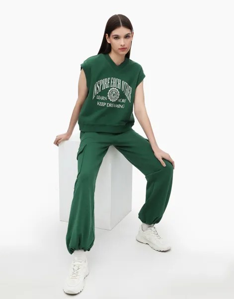 Спортивные брюки женские Gloria Jeans GAC020474 зеленые L/170