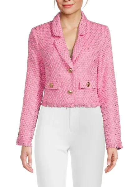 Твидовый укороченный пиджак Lyona Walter Baker, цвет Paris Pink