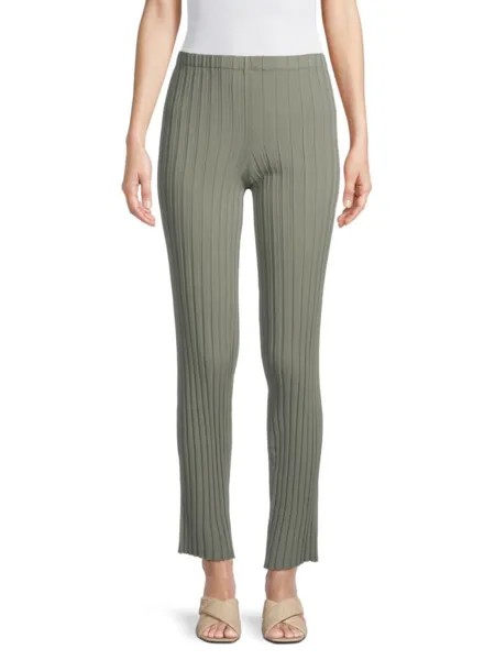 Брюки без застежки в рубчик Minnie Rose, цвет Safari Green