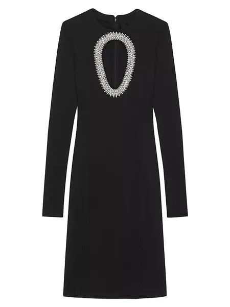 Вечернее платье вязки с жемчугом и кристаллами Givenchy, черный