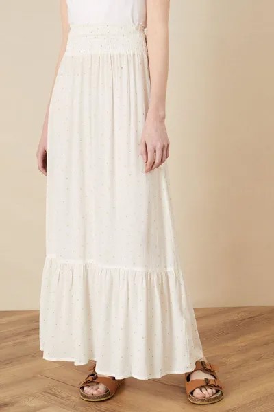 Многоярусная длинная юбка с принтом из фольги Monsoon, белый