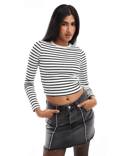 Pull&Bear – футболка с длинными рукавами и черно-белыми полосками