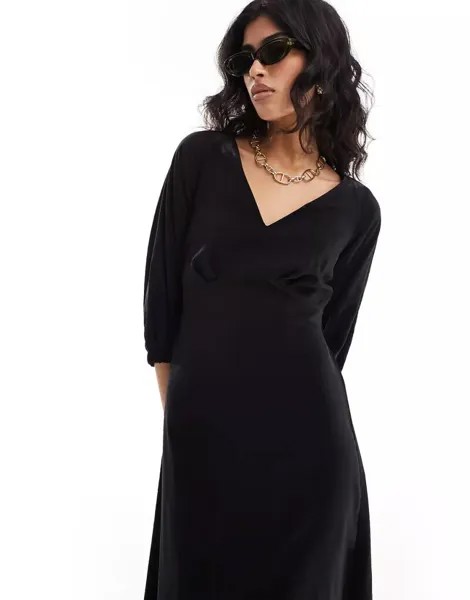 Черное платье миди с открытой спиной Closet London