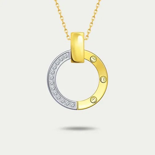 Подвеска GOLD CENTER, белое, желтое золото, 585 проба, фианит