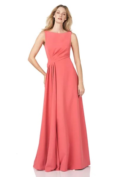 NEW KAY UNGER Платье из эластичного крепа с плиссировкой и драпировкой с поясом цвета хурмы 4 США