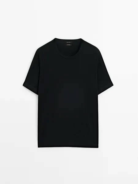 Футболка с короткими рукавами из 100% хлопка Massimo Dutti, черный