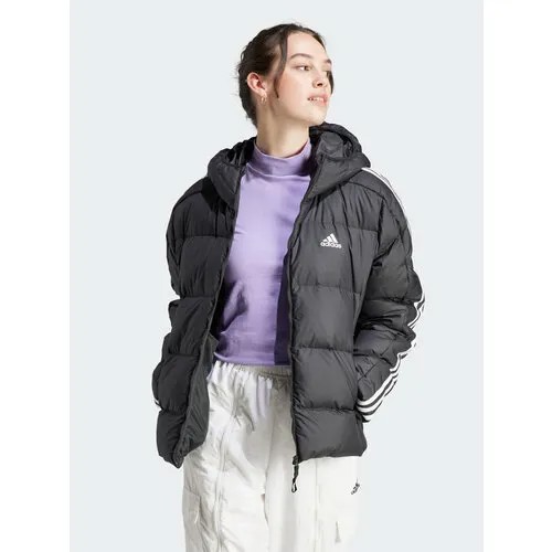 Пуховик adidas Essentials 3-stripes Mid Down Hooded, размер L INT, black