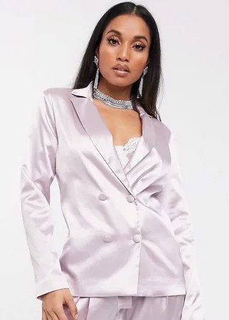 Сиреневый атласный пиджак из комплекта Missguided Petite-Фиолетовый