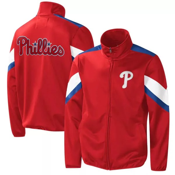 Мужская спортивная куртка Carl Banks Red Philadelphia Phillies Earned Run с молнией во всю длину G-III
