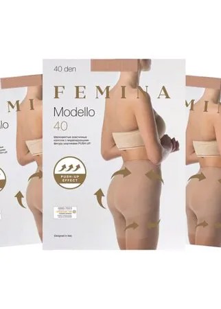 Женские колготки Femina, Modello 40 den, PUSH-UP, набор 3 шт., карамельный, размер 2