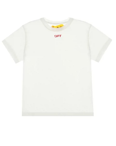 Белая футболка с красным логотипом Off-White детская