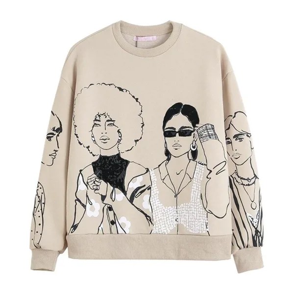 Харадзюку Пуловер Женщины Аниме Печатный свитшот O-образный вырез Толстовка Корейский хип-хоп Свободный пуловер Женщины 90-х Эстетический Y2k Клубный стиль