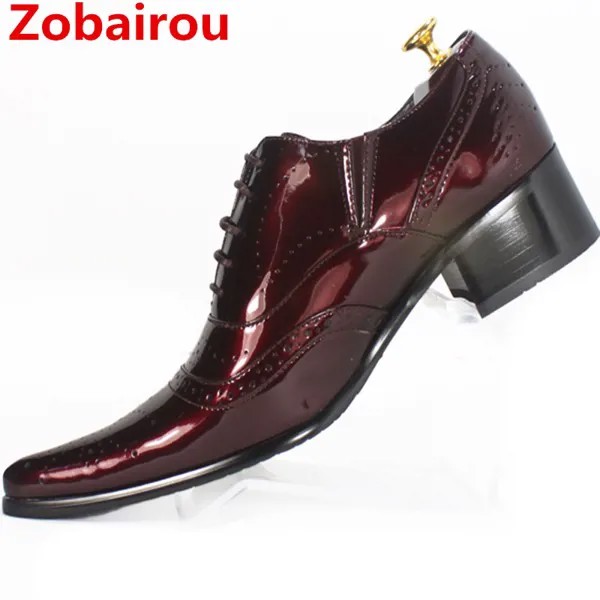 Sapatos masculinos; Мужская обувь из лакированной кожи; Цвет черный, красный; официальная обувь; свадебные оксфорды на плоской подошве; итальянская м...