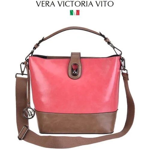 Сумка  мессенджер Vera Victoria Vito повседневная, внутренний карман, регулируемый ремень, коричневый, розовый
