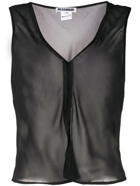 Jil Sander Pre-Owned полупрозрачная блузка 1990-х годов с V-образным вырезом