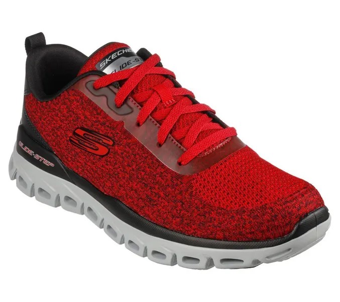 Мужские кроссовки Skechers Glide Step Red Black с сеткой из пены с эффектом памяти Sporty Comfort 232328