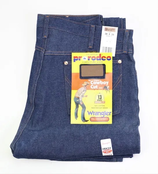 Винтажные мужские джинсы Wrangler Made in USA W38 L34 14,75 oz Denim 13MWZ Deadstock