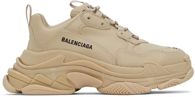 Бежевые низкие кеды Triple S Balenciaga