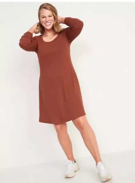 Мини-платье вязки в рубчик с длинными рукавами Old Navy Copper Moon, размер XXL