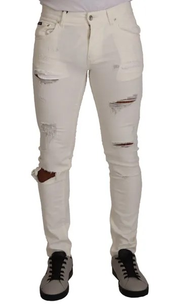 Джинсы DOLCE - GABBANA белые рваные хлопковые мужские джинсы скинни IT46/W32/S Рекомендуемая розничная цена 900 долларов США