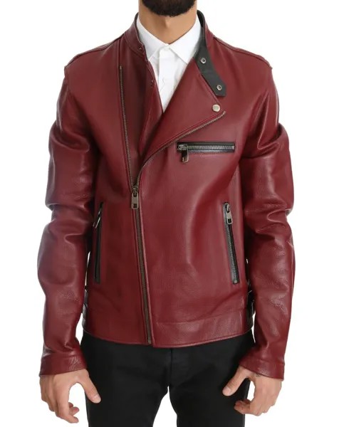 Куртка DOLCE - GABBANA Красное кожаное байкерское пальто из оленьей кожи EU44/US34/XS Рекомендуемая розничная цена 6600 долларов США