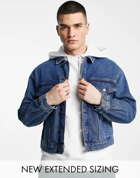 Выбеленная джинсовая куртка в стиле 90-х ASOS DESIGN-Голубой