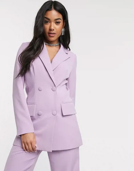 Лавандовый двубортный пиджак 4th + Reckless-Фиолетовый цвет