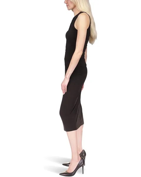 Платье Michael Kors Sleeveless Center Front Ruched Midi Dress, черный