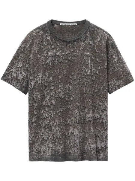 Alexander Wang футболка с тисненым логотипом и эффектом разбрызганной краски, серый