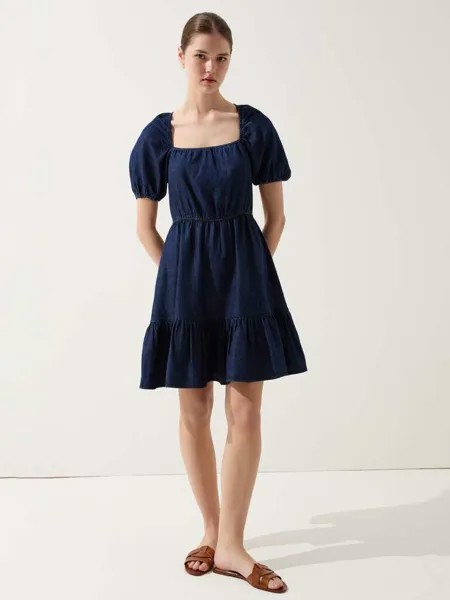 Короткое джинсовое платье с воланом Ovs, цвет dark wash