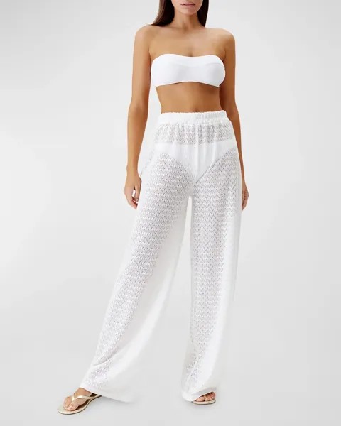 Широкие брюки открытой вязки Sienna Melissa Odabash, цвет White