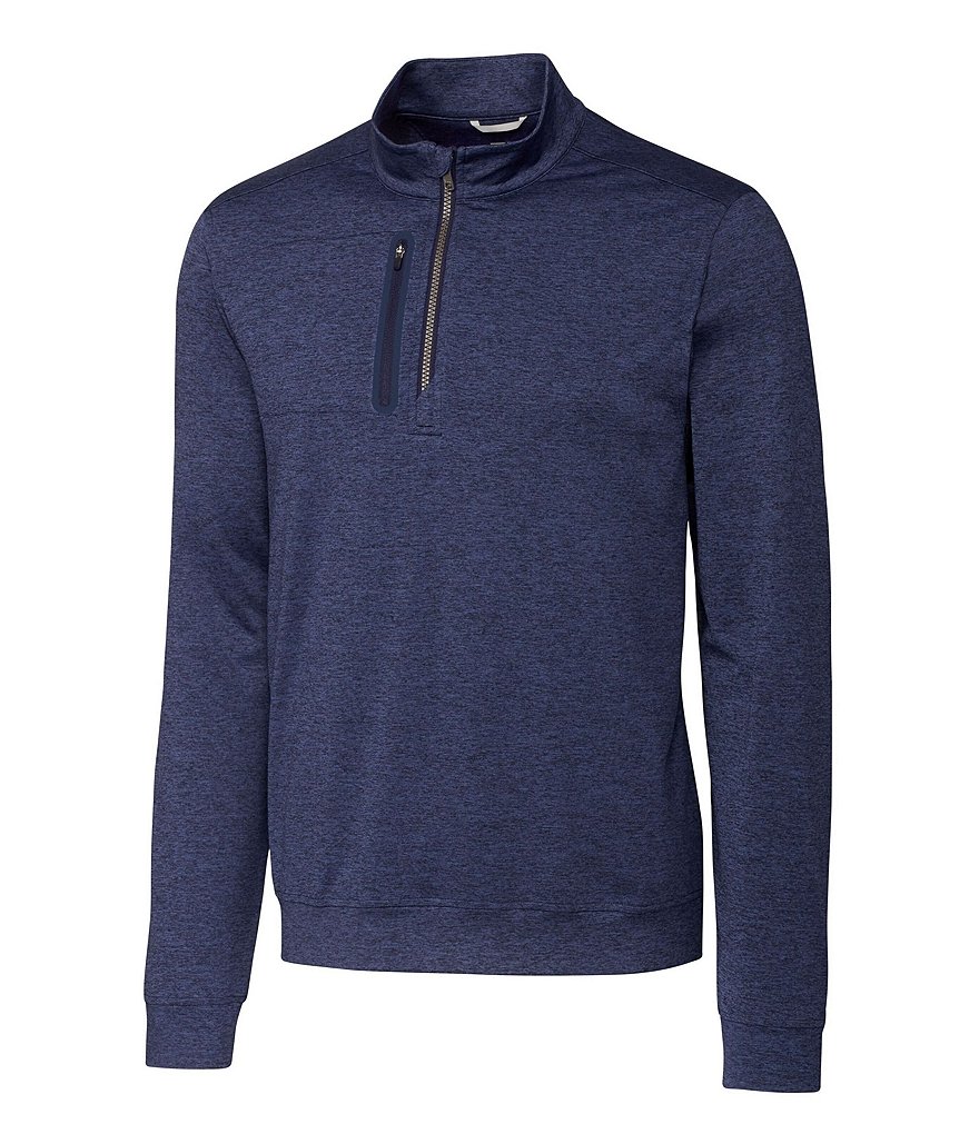 Эластичный пуловер Cutter & Buck Big & Tall Stealth Performance с застежкой-молнией до половины длины, синий
