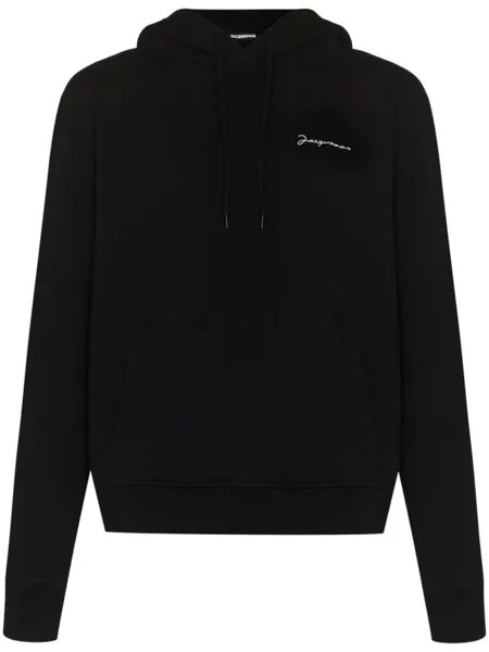 Jacquemus худи с вышитым логотипом, черный