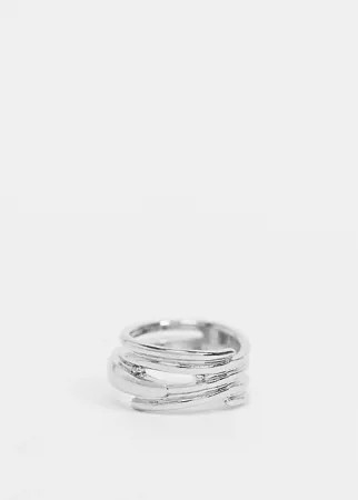Серебристое кольцо с крупными ребрами ASOS DESIGN-Серебристый