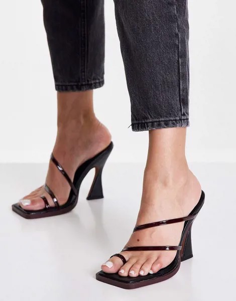 Мюли бордового цвета с тонкими ремешками и высоким каблуком Topshop Nicole-Красный