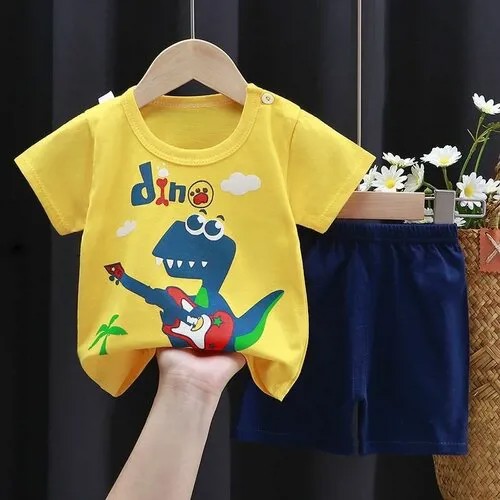 Комплект одежды   детский, шорты и футболка, повседневный стиль, размер 92, желтый