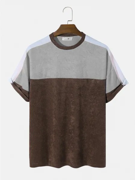 Дизайнерская мужская футболка с коротким рукавом в стиле пэчворк
